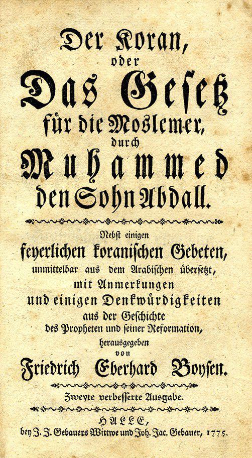 Fridrix Yeberhard Boyzen; Almaniyanın tərəfsiz Quran mütərcimi